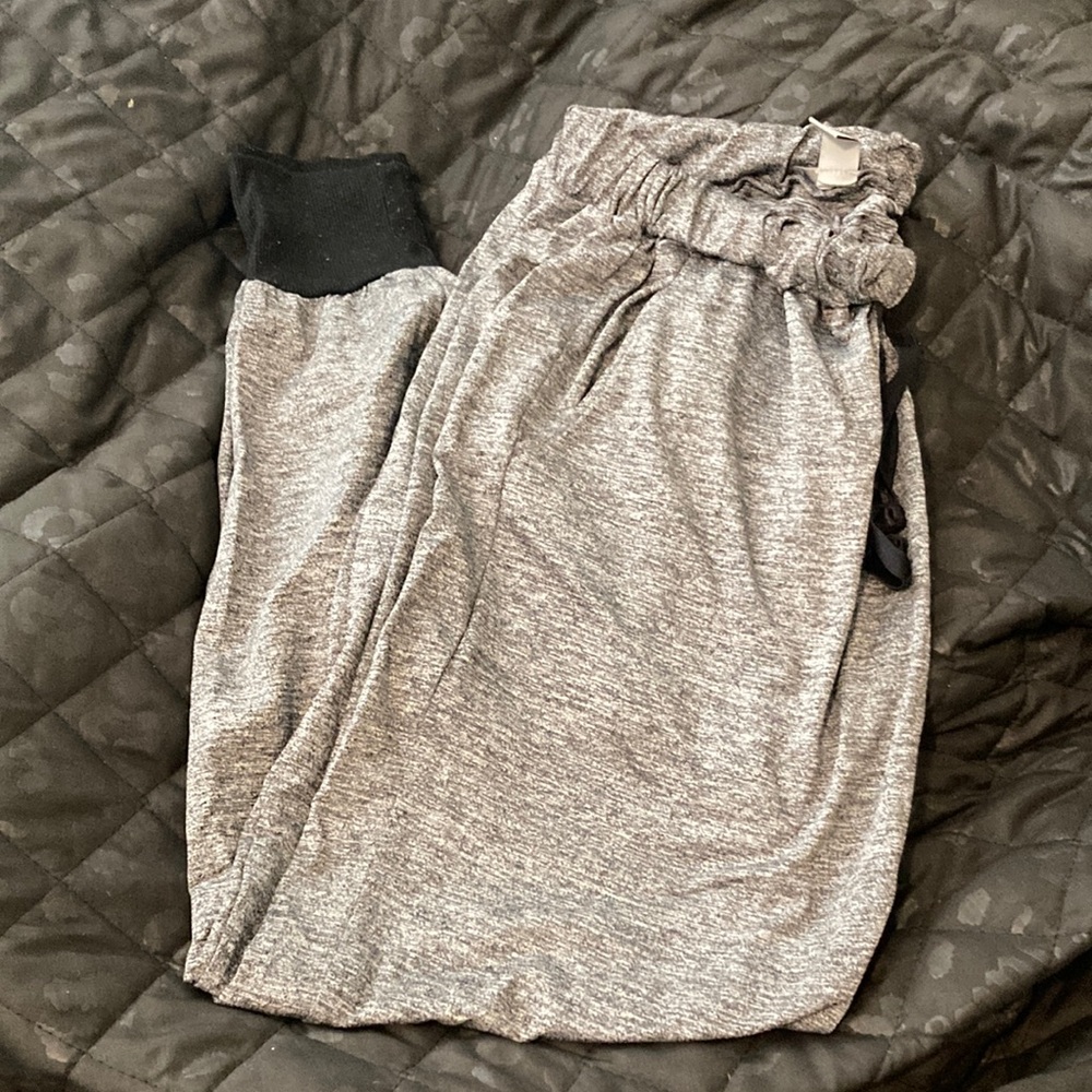 Gray Jogger Pants with Black Cuffs